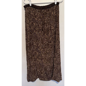 Vintage Amanda Smith Pure Silk Skirt Womens Medium Brown Boho Elastic Pull On